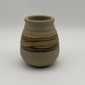Vintage Studio Pottery Bud Vase Rustic Stoneware Mini Vase Earth Tone Handmade